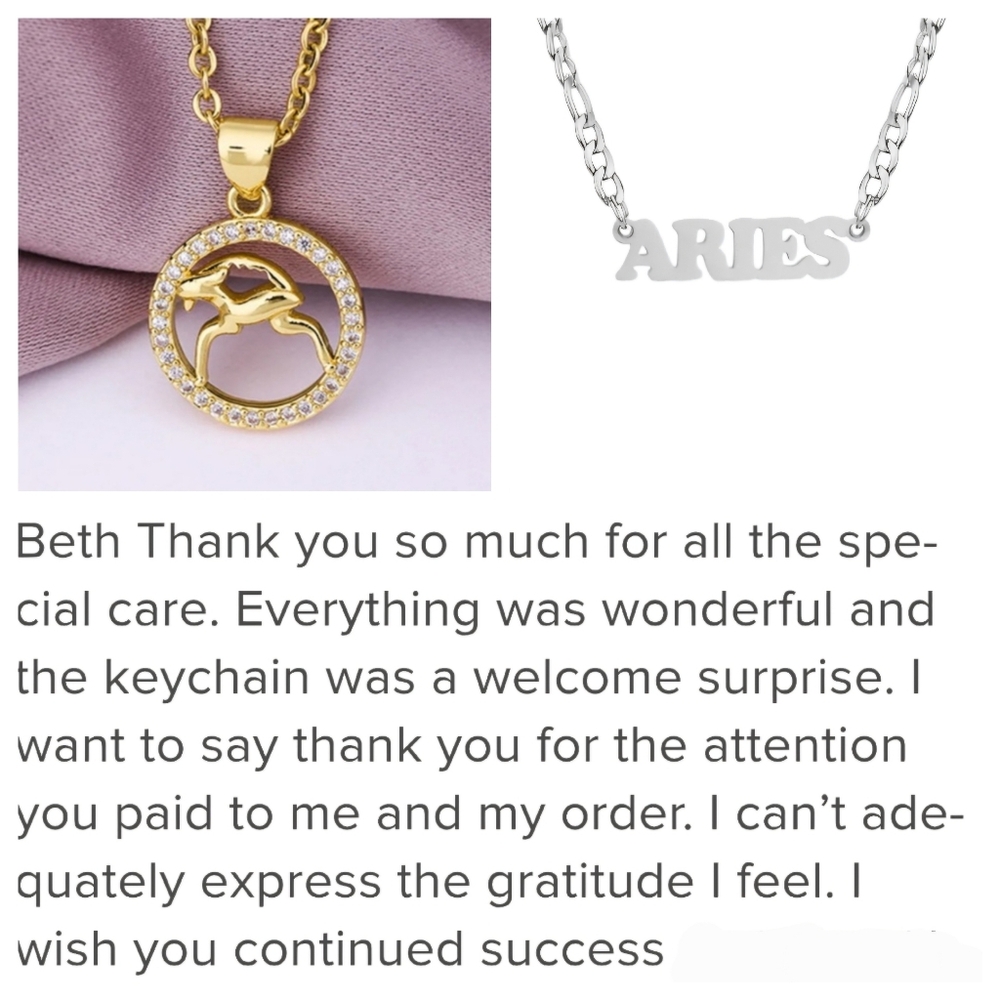 SEE MY NEW LISTING Aries Zodiac Necklace Zircon Gold Plated Stainless Steel - Picture 4 of 16